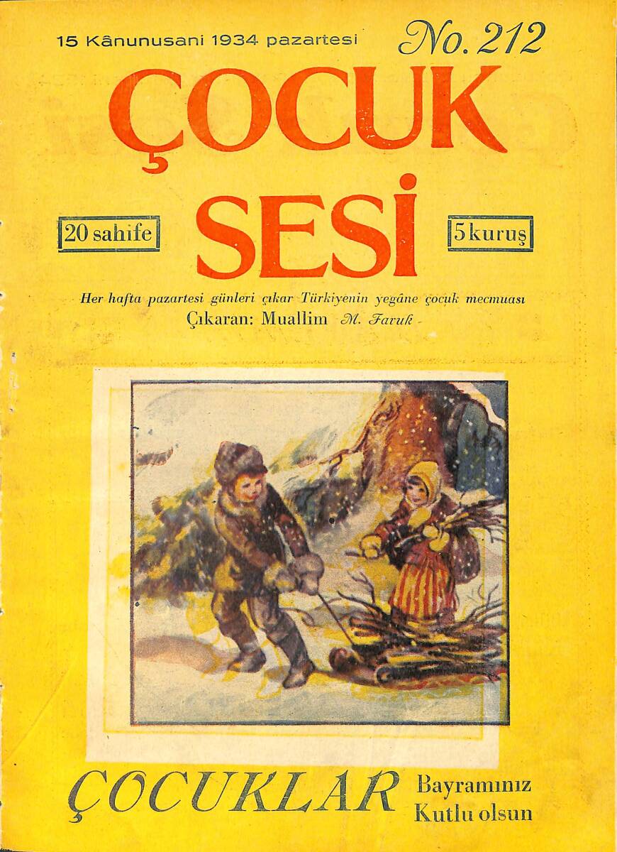 Çocuk Sesi Dergisi 15 Ocak (Kânunusani) 1934 No.212 NDR99555 - 1