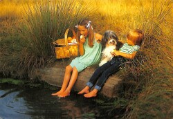 Çocuk Ve Köpek Temalı Kartpostal KRT19125 - Gökçekoleksiyon