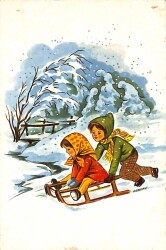 Çocuklar Ve Yılbaşı Kartpostal KRT18064 - Gökçekoleksiyon