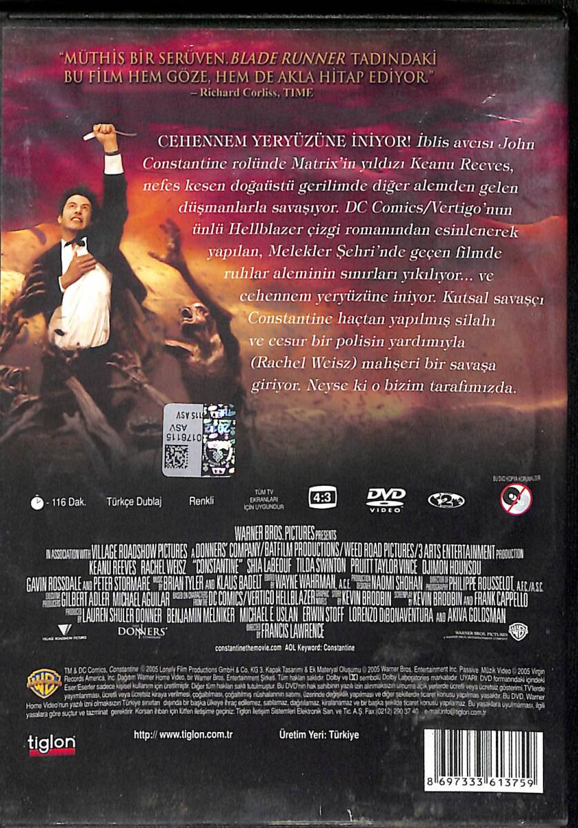 Constantine – Orijinal DVD (İkinci El) * Keanu Reeves, Rachel Weisz, Shia LaBeouf – 2005 * DVD3006 - 2