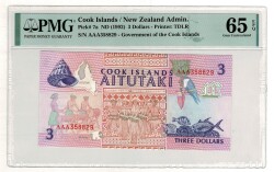 Cook Adaları 3 Dolar 1992 PMG 65 YKP8305 - Gökçekoleksiyon