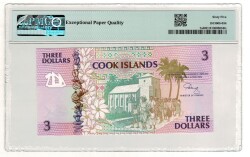 Cook Adaları 3 Dolar 1992 PMG 65 YKP8305 - 2