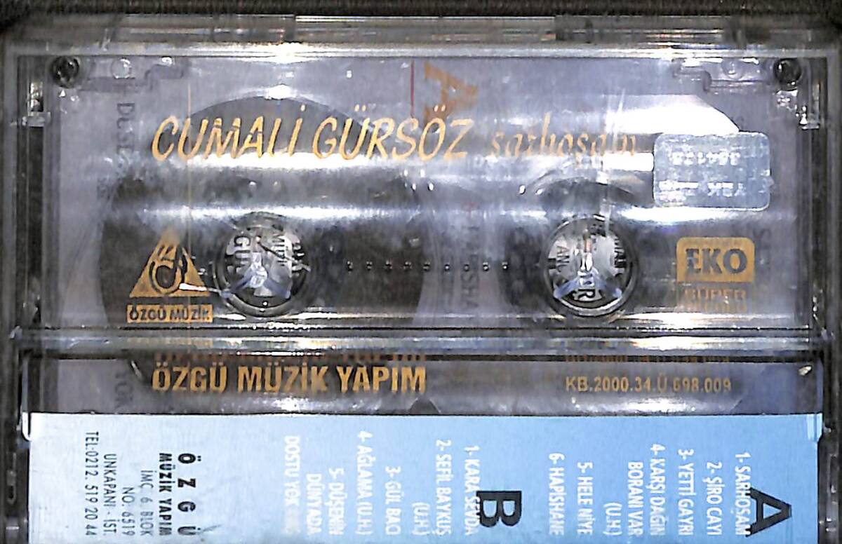 Cumali Gürsöz - Sarhoşam Orijinal Kaset (İkinci El) * Özgü Müzik - 2000 * KST29964 - 2