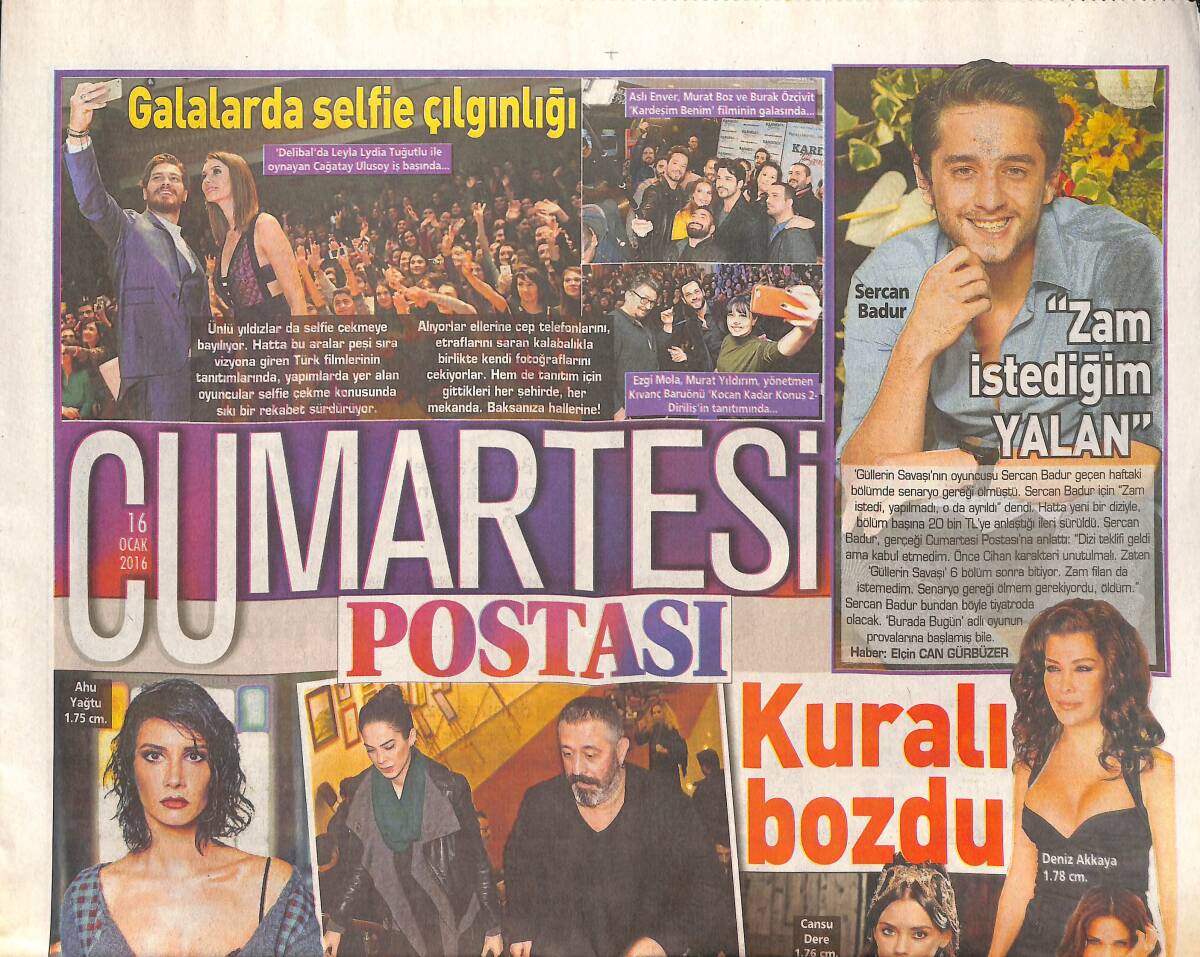 Cumartesi Postası 16 Ocak 2016 - Cem Yılmaz Yeni Sevgilisi Dilara Gönder - Dünya'nın En Güzel Mankenlerinden Candice Swanepoel 27 Yaşında GZ137059 - 1