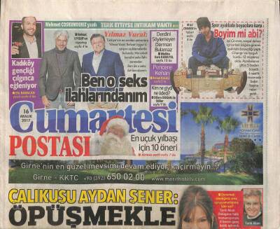 Cumartesi Postası Gazetesi 16 Aralık 2017 - Çalıkuşu Aydan Şener Öpüşmekle Modernlik Olmaz GZ96383 - 1