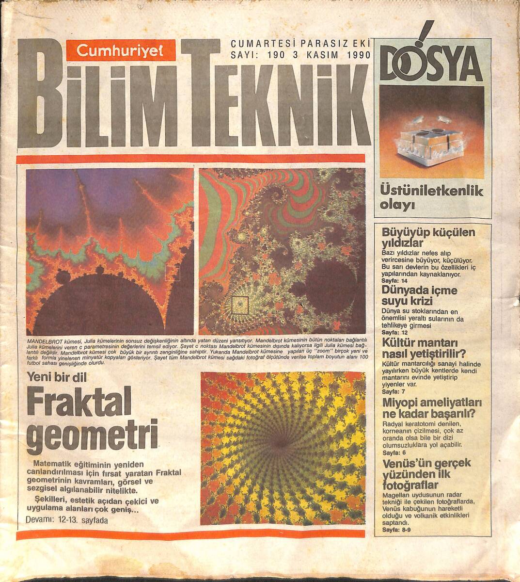 Cumhuriyet Bilim Teknik 3 Kasım 1990 GZ154132 - 1