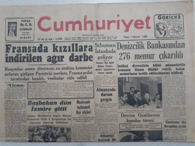 Cumhuriyet Gazete - 1 Haziran 1952 - Fransada Kızıllara İndirilen Ağır Darbe GZ112852 - 1