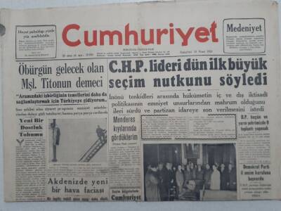 Cumhuriyet Gazete - 10 Nisan 1954 - Mareşal Titonun Demeci GZ112835 - 1