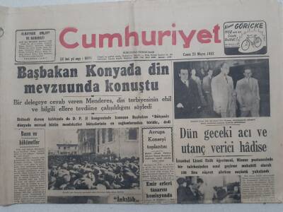 Cumhuriyet Gazete - 23 Mayıs 1952 - Başbakan Konyada Din Mevzuunda Konuştu GZ112841 - 1