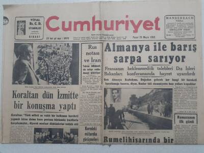 Cumhuriyet Gazete - 25 Mayıs 1952 - Almanya İle Barış Sarpa Sarıyor GZ112839 - 1