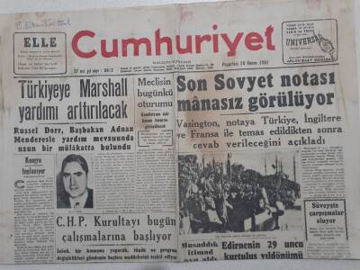Cumhuriyet Gazete - 26 Kasım 1951 - Son Sovyet Notası Manasız Görülüyor GZ112812 - 1