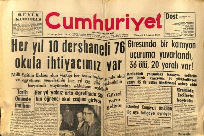 Cumhuriyet Gazetesi 1 Ağustos 1960 - Giresunda Bir Kamyon Uçuruma Yuvarlandı.36 Ölü 20 Yaralı Var GZ58946 - 1