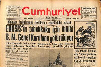 Cumhuriyet Gazetesi 1 Ağustos 1964 - Makarios Arabulucunun Tekliflerinin Reddedildiğini Açıkladı GZ85202 - 1