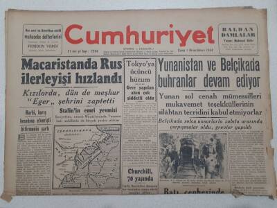 Cumhuriyet Gazetesi 1 Aralık 1944 - Yunanistan Ve Belçikada Buhranlar Devam Ediyor GZ71816 - 1