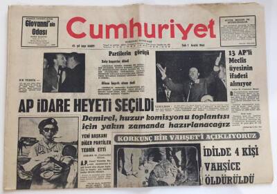 Cumhuriyet Gazetesi 1 Aralık 1964- AP İdare Heyeti Seçildi Süleyman Demirel GZ6128 - 2