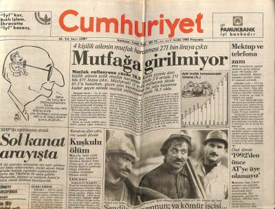 Cumhuriyet Gazetesi 1 Aralık 1988 - Pahalılıktan Mutfağa Girilmiyor GZ64471 - 2