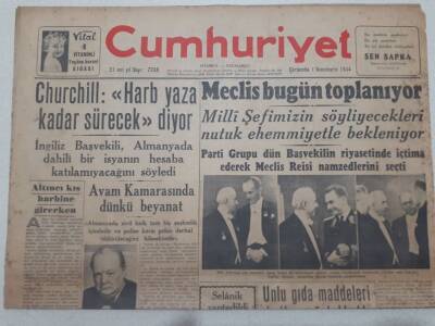 Cumhuriyet Gazetesi 1 Ekim 1944 - Unlu Gıda Maddeleri İmal Yasağı Kaldırıldı GZ71845 - 1
