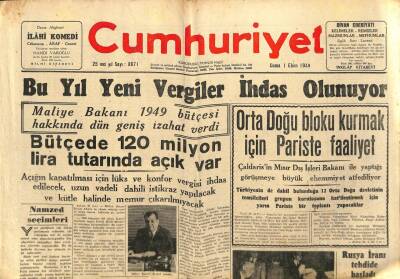 Cumhuriyet Gazetesi 1 Ekim 1948 - Ortadoğu Bloku Kurmak İçin Pariste Faaliyet GZ71489 - 1