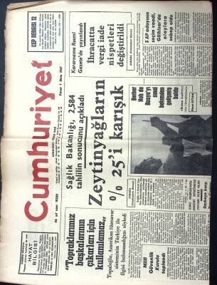 Cumhuriyet Gazetesi 1 Ekim 1967 -Türkiyede Zeytinyağlar Saf Çıkmadı, Stalinin Zulmüne Uğrayan Kadınlar GZ122332 - 1