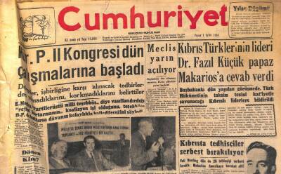 Cumhuriyet Gazetesi 1 Eylül 1957 - Kıbrısta Tedhişçiler Serbest Bırakılıyor - Meclis Yarın Açılıyor GZ119668 - 1