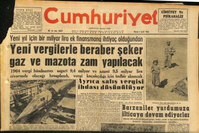 Cumhuriyet Gazetesi 1 Eylül 1963 - Prenses Süreyya İstanbula Dönecek - Barzaniler Yurdumuza İlticaya Devam Ediyorlar GZ120749 - 1