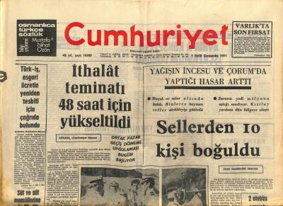 Cumhuriyet Gazetesi 1 Eylül 1971 - İthalât Teminatı 48 Saat İçin Yükseltildi - 200 Matematikçi Rakamların İçine Gömüldü GZ121912 - 1