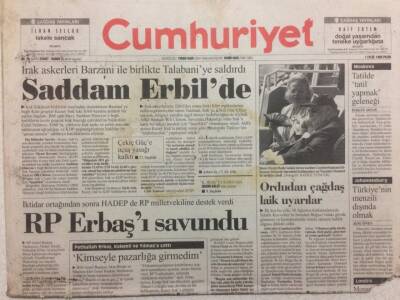 Cumhuriyet Gazetesi 1 Eylül 1996 - Saddam Erbilde GZ35826 - 1