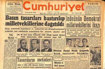 Cumhuriyet Gazetesi 1 Haziran 1956 - Para Kıymetinin Düşüş Sebepleri - İnönünün Demokrat Milletvekillerini İkazı GZ119770 - 1