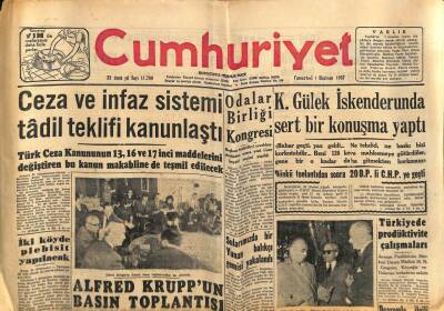 Cumhuriyet Gazetesi 1 Haziran 1957 - K. Gülek İskenderunda Sert Bir Konuşma Yaptı GZ80433 - 1