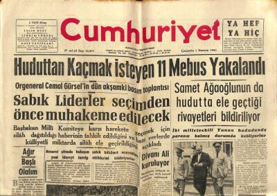 Cumhuriyet Gazetesi 1 Haziran 1960 - Divanı Ali Kuruluyor - Samet Ağaoğlunun da Hudutta Ele Geçtiği Rivayetleri Bildiriliyor GZ92490 - 1
