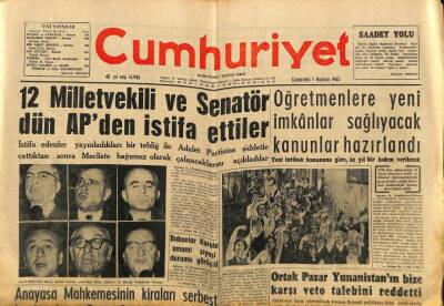 Cumhuriyet Gazetesi 1 Haziran 1963 - Manisa Tarzanı Öldü ! Doğu Pakistan Sahillerini Altüst Eden Hortum 5000 Kişinin Ölümüne Sebep Oldu GZ87936 - 1
