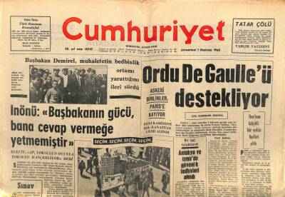 Cumhuriyet Gazetesi 1 Haziran 1968 - İnönü Başbakanın Gücü Bana Cevap Vermeğe Yetmemiştir GZ103429 - 2