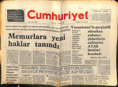 Cumhuriyet Gazetesi 1 Haziran 1974 - Memurlara Yeni Haklar Tanındı GZ103152 - 1