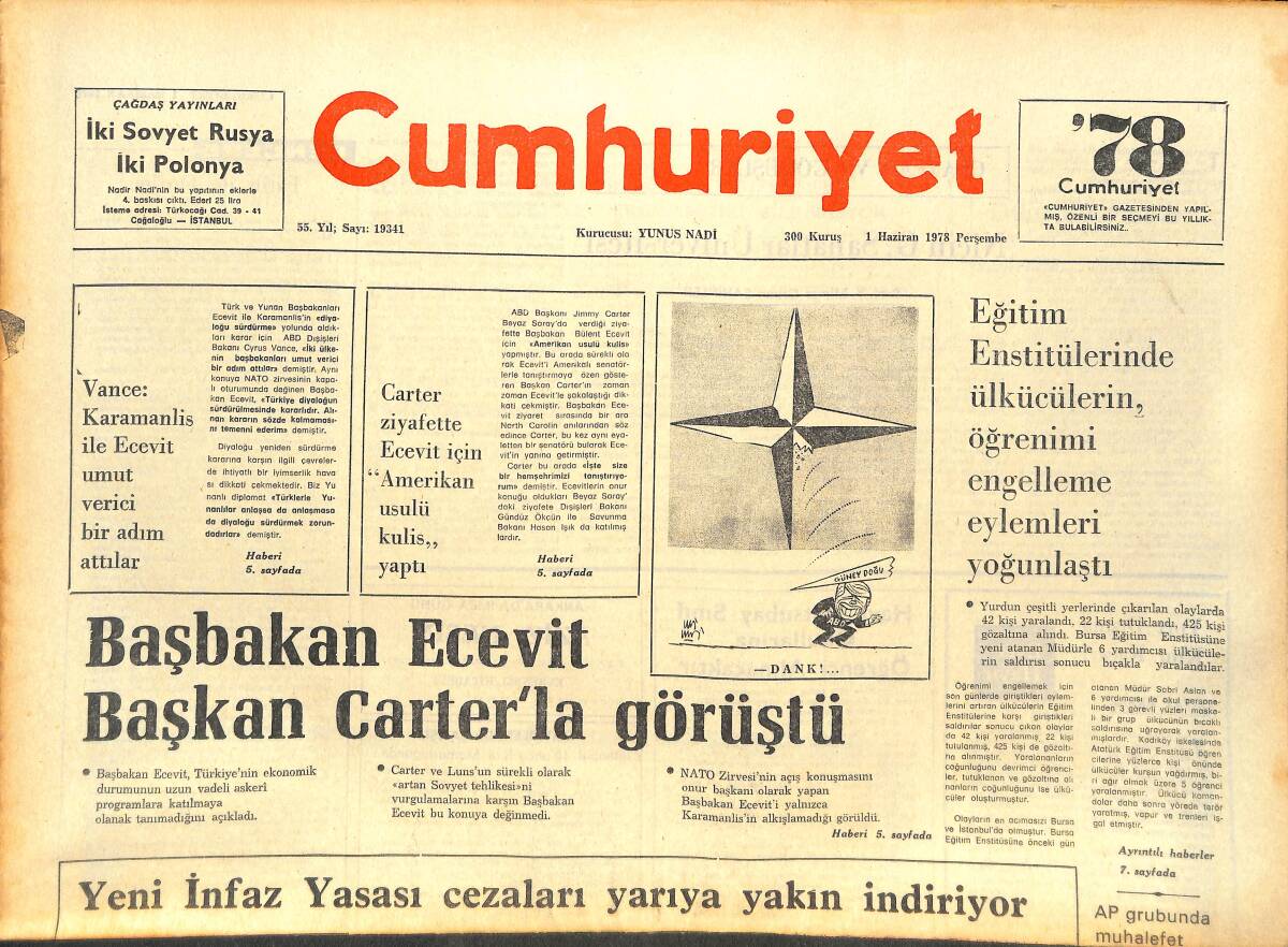Cumhuriyet Gazetesi 1 Haziran 1978 - THY'nin Kiraladığı Uçaklara Sivil Havacılık Dairesi Başkanı Karşı Çıktı GZ142676 - 1