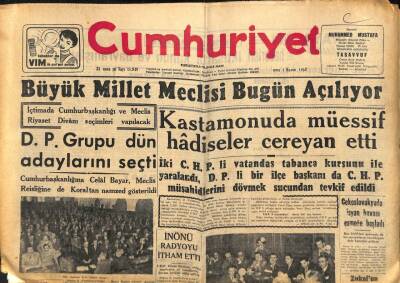 Cumhuriyet Gazetesi 1 Kasım 1957 - Malatyada Süpürge Davası Başlıklı GZ85313 - 1