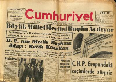 Cumhuriyet Gazetesi 1 Kasım 1959 - Büyük Millet Meclisi Bugün Açılıyor, Farah Diba, İlhan Sipahioğlu GZ87938 - 1