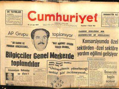 Cumhuriyet Gazetesi 1 Kasım 1965 - Tasarruf Bonoları Kalmayacak GZ103181 - 1