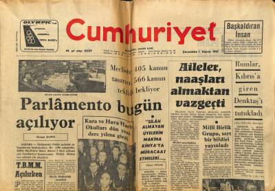Cumhuriyet Gazetesi 1 Kasım 1967 - Rumlar Kıbrısa Giren Denktaşı Tutukladı GZ59032 - 1