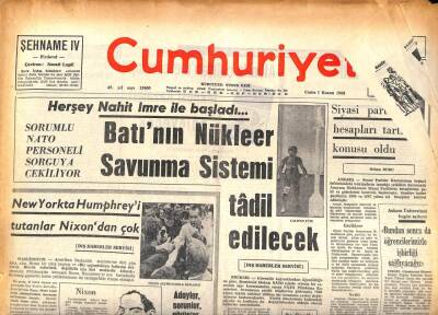 Cumhuriyet Gazetesi 1 Kasım 1968 - Batının Nükleer Savunma Sistemi Tadil Edilecek GZ85942 - 1