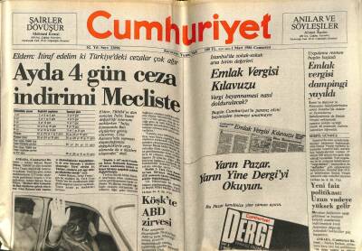 Cumhuriyet Gazetesi 1 Mart 1986 - Doğum Günü Hediyesi GZ56883 - 1