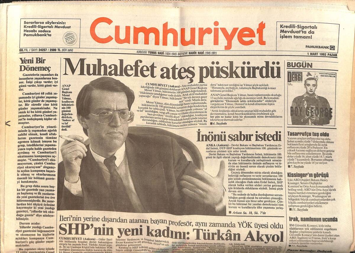 Cumhuriyet Gazetesi 1 Mart 1992 - İslama Göre Cinsellik Danimarka'yı Karıştırdı - Muhalefet Ateş Püskürdü GZ157200 - 1
