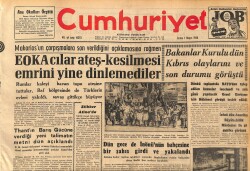 Cumhuriyet Gazetesi 1 Mayıs 1964 - Beşiktaş'ta Özcan Fenerbahçe'de Şenol Oynamıyor - Stikker Atina'da GZ160392 - Gökçekoleksiyon