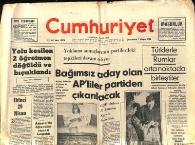 Cumhuriyet Gazetesi 1 Mayıs 1968 - İranda Deprem 40 Ölü Var GZ76057 - 1