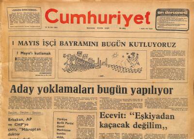 Cumhuriyet Gazetesi 1 Mayıs 1977 - Ecevit Eşkiyadan Kaçacak Değilim GZ115398 - 1