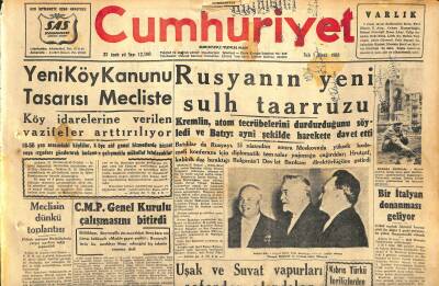 Cumhuriyet Gazetesi 1 Nisan 1958 - Hollanda Arkeoloji Enstitüsü Dün Açıldı - Rusyanın Yeni Sulh Taarruzu GZ120465 - 1