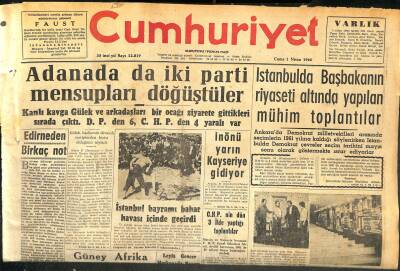 Cumhuriyet Gazetesi 1 Nisan 1960 - Glasgowun Caddelerinden Yanar Halde Viski Aktı - Toroslarda Seller Bir Faciaya Sebep Oldu GZ120065 - 1