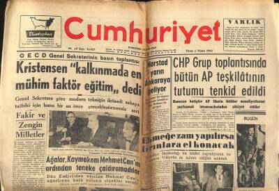 Cumhuriyet Gazetesi 1 Nisan 1962 - Kleopatra İle Marc Antoine - Aydındaki Casus Yuvası Alman Çiftliği 1 GZ121827 - 1