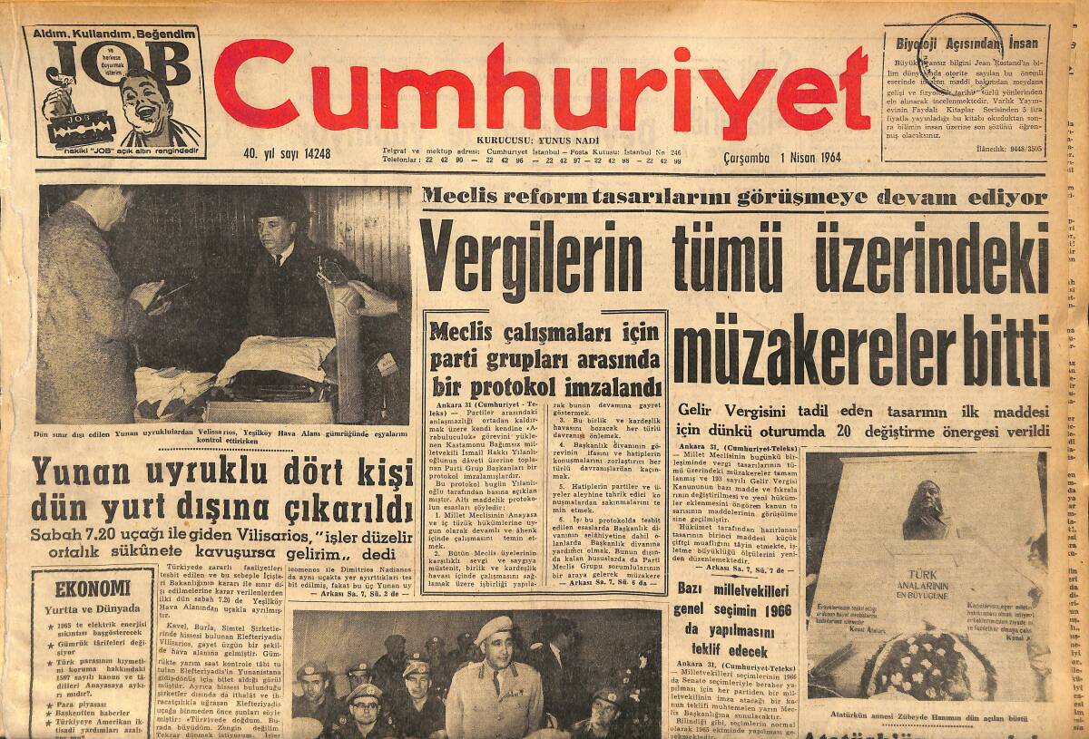 Cumhuriyet Gazetesi 1 Nisan 1964 - Makarios 42.000 Kişilik Bir ''Rum Ordusu'' Kuruyor GZ160411 - 1