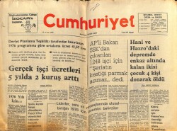 Cumhuriyet Gazetesi 1 Ocak 1976 - Gerçek İşçi Ücretleri 5 Yılda 2 Kuruş Arttı GZ69894 - 1