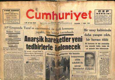 Cumhuriyet Gazetesi 1 Şubat 1967 - Anarşik Hareketler Yeni Tedbirlerle Önlenecek GZ103026 - 1
